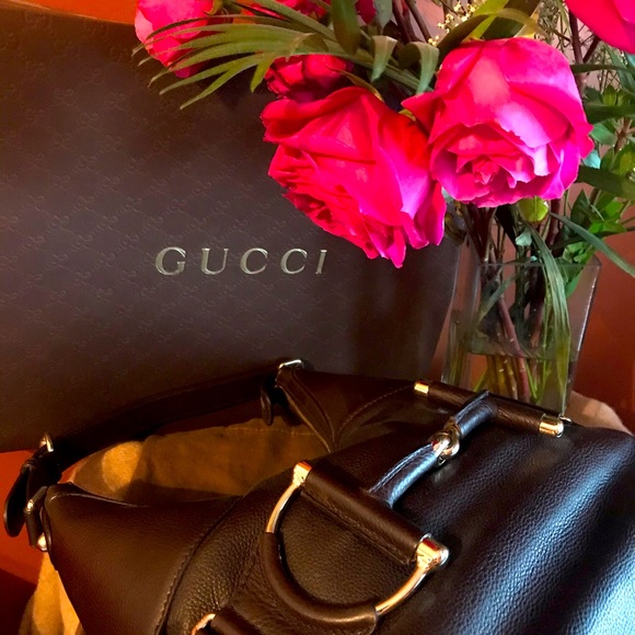NEW GUCCI LEATHER GG HORSE-BIT SIGNATURE TRIM HOBO!!! BUY IT! 🔥 - Picture 8 of 16